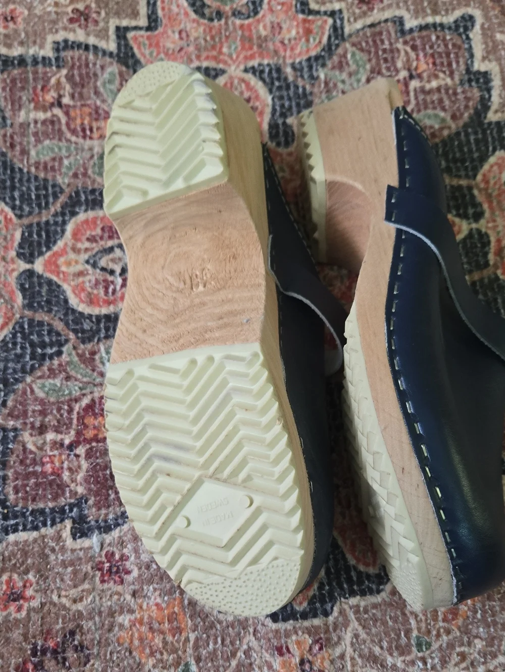 Blue Leather Kids Clogs